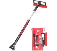 COFIT 3 en 1 Brosse à Neige avec Manche Longue Télescopique, 100cm Grattoir Pare Brise Voiture Rotation 270, Raclette Vitre Auto, Gratte Glace Outil Déneigement Rayures pour SUV Camion RV, Rouge