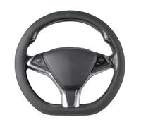 COFIT Couvre Volant D-Shape pour Voiture, Housse Cuir Microfibre Antidérapante, Protege Volant Plat Bas, Protection Sport Élégante Intérieur Auto, M 37-38 cm, Noir