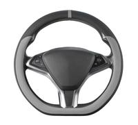 COFIT Couvre Volant D-Shape pour Voiture, Housse Cuir Microfibre Antidérapante, Protege Volant Plat Bas, Protection Sport Élégante Intérieur Auto, M 37-38 cm, Noir et Gris
