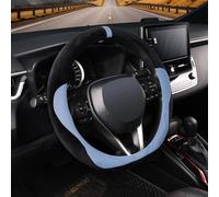 COFIT Couvre Volant Voiture Peluche, Moumoute Housse Volant Hiver M 37-38cm, SUV, Camion AntidéRapante Accessoire Interieur Protection avec Marquage Central, Noir et Bleu