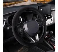 COFIT Couvre Volant Voiture Peluche, Moumoute Housse Volant Hiver M 37-38cm, SUV, Camion AntidéRapante Accessoire Interieur Protection avec Marquage Central, Noir