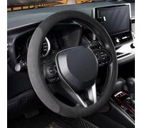 COFIT Couvre Volant Voiture Suédine Microfibre Universelle, Protege Volant 37-38 cm Antidérapant Accessoire pour SUV Camion, Noir et Gris