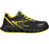 COFRA GAIT Chaussures de sécurité pour homme et femme S1P Chaussures de travail, empeigne en tissu respirant, basses et confortable, Noir/Jaune, 44 EU