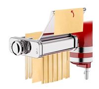 COFUN 3 en1 Acier Inoxydable Accessoires Machine à Pâtes pour KitchenAid | Accessoire Laminoir pour KitchenAid Robot Pâtissier, In oupe-Spaghetti & Fettuccine, Rouleau Feuille à Pâtes, Guide pâtes