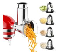 Cofun Accessoire Coupe-légumes et Râpe à Fromage en Inox pour KitchenAid | 4 lames interchangeables inox, ouverture d’alimentation 7,6 cm, pare-éclaboussures transparent, lavables au lave-vaisselle