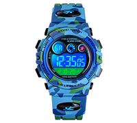 cofuo Montre de sport numérique pour enfants - Étanche - Multifonction - Style décontracté - 7 LED colorées - Alarme et chronomètre