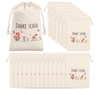 Cofvetia 20 PièCes Sacs en Tissu Avec un Cordon, 15 X 10 cm Sacs de Coton, Merci des Sacs-Cadeaux Cadeaux Pour la FêTe de Mariage, Mariage, Remise des DiplôMes (DANKE SCHÖN)