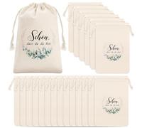 Cofvetia 20 PièCes Sacs en Tissu Avec un Cordon, 15 X 10 cm Sacs de Coton, Merci des Sacs-Cadeaux Cadeaux Pour la FêTe de Mariage, Mariage, Remise des DiplôMes (Dass Du Da Bist)