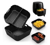 Cofvetia 3 Pièces Moule Silicone Air Fryer, Accessoires de Friteuse à Air Chaud pour Cosori 4.7L - 6.5L, Panier Moule Airfryer Réutilisables pour Ninja Max Pro 180EU 6.2L, Philips, Tefal