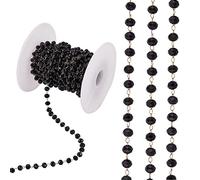 COGCHARGER 1 Rouleau 5 M Perles de Verre à Facettes Noires Chaîne Lien Collier Cuivre Câble Chaîne en Vrac pour Collier Bijoux Bricolage Fabrication à la Main