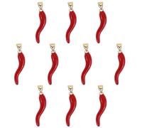 COGCHARGER 10 pcs par Boîte 18K Rouge Plaqué Couleur Corno Italiano Breloques Corne Italienne Charmes Protectrices Amulettes de Tradition Italienne Pendentif Bonne Chance pour Fabrication Bijoux
