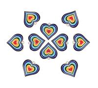 COGCHARGER 10 Pièces Breloques Coeur Arc-en-Ciel Breloques en Forme de Coeur Pendentifs Amour Pendentif en Émail en Vrac pour la Fabrication de Bijoux Collier Boucle d'oreille Bracelet