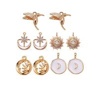 COGCHARGER 10 Pièces Pendentifs Plaqué, Pendentif en Zircon Cubique en Or 18 Carats, Eendentif en Laiton émaillé, Bijoux De Collier de Coquille d'eau Douce pour Collier Fabrication de Bijoux