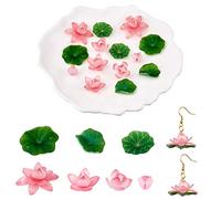 COGCHARGER 14 Pièces 7styles Acrylique Lotus Charme Pendentif Coloré Fleur Feuille Charme Plantes Charme Pendentif pour Bijoux Boucle d'oreille Bracelet Fabrication Artisanat