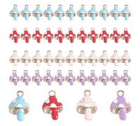 COGCHARGER 40 Pièces Charmes de Champignon Pendentif Alliage Émail Charme de Champignon Couleur Mixte pour Bijoux Collier Boucle D'Oreille Bracelet Fabrication Artisanat