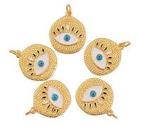 COGCHARGER 5pcs Pendentif Oeil en Laiton, Pendentif Mauvais Oeil, Fabrication de Bijoux Pendentifs, Avec Anneau de Saut, Convient pour Collier, Bracelet, des Boucles D'oreilles