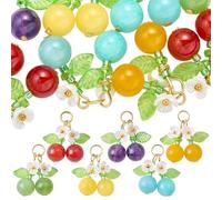 COGCHARGER Breloques en forme de cerise pour la fabrication de bijoux - Breloques en forme de fleurs de fruits mignons pour bracelets, boucles d'oreilles et colliers., ca. 7.4*7.2*1.7 cm, Pierre mixte