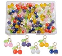 COGCHARGER Breloques en forme de cerise pour la fabrication de bijoux - Breloques en forme de fleurs de fruits mignons pour bracelets, boucles d'oreilles et colliers., ca. 7.5*7.3*1.8 cm, Verre, Pas