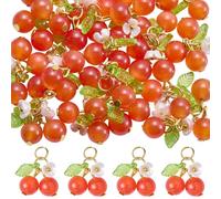 COGCHARGER Breloques en forme de cerise pour la fabrication de bijoux - Breloques en forme de fleurs de fruits mignons pour bracelets, boucles d'oreilles et colliers., ca. 7.5*7.3*1.8 cm, Verre, Pas
