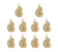 COGCHARGER Lot de 10 pendentifs en forme de coquillage pour la fabrication de bijoux - Joli petit océan - Laiton plaqué or 18 carats - Oxyde de zirconium - Pour bracelet, collier, boucles d'oreilles