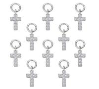 COGCHARGER Lot de 10 pendentifs en forme de croix pour bracelets religieux chrétiens en laiton et zircone pour colliers, boucles d'oreilles, breloques, Ca. 10*7*1.1cm, Laiton Zircone cubique, Pas de