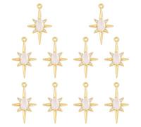 COGCHARGER Lot de 10 pendentifs en forme d'étoile du Nord en laiton plaqué or 18 carats avec zircons cubiques pour bracelets, colliers, fabrication de bijoux