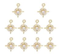 COGCHARGER Lot de 10 pendentifs en forme d'étoile du nord pour bracelets - En laiton - Zircon - Cristal - Pour colliers, Ca. 10*7*1.1cm, Laiton Zircone cubique, Pas de gemme