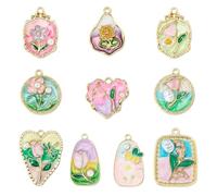 COGCHARGER Lot de 20 pendentifs vintage en forme de fleurs pour bracelets en alliage émaillé acrylique pour colliers boucles d'oreilles, Ca. 7.4*7.2*1.7cm, Acier allié Émail, Pas de gemme
