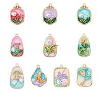 COGCHARGER Lot de 20 pendentifs vintage en forme de fleurs pour bracelets en alliage émaillé acrylique pour colliers boucles d'oreilles, Ca. 7.4*7.2*1.7cm, Acier allié Émail, Pas de gemme