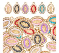 COGCHARGER Lot de 36 pendentifs chapelet pour la fabrication de bijoux - Pendentif doré clair avec alliage Vierge Marie avec strass - Pour bracelets, colliers, boucles d'oreilles - Accessoires de