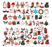 COGCHARGER Lot de 40 pendentifs de Noël en forme de bonnet de Père Noël et flocon de neige en émail pour bijoux, boucles d'oreilles, cadeaux, loisirs créatifs, décoration de vacances