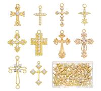 COGCHARGER Lot de 40 pendentifs en forme de croix dorée en résine et perle chrétienne en métal religieux pour bracelets, boucles d'oreilles, colliers, fabrication de bijoux