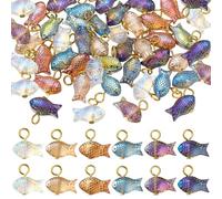 COGCHARGER Lot de 48 pendentifs en forme de poisson en cristal - Motif animal - Couleurs arc-en-ciel - Pour bracelets, boucles d'oreilles, colliers - Fabrication de bijoux DIY