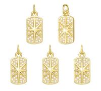 COGCHARGER Lot de 5 pendentifs rectangulaires en forme d'étoile du Nord en laiton plaqué or 18 carats avec zircone véritable plaqué or 18 carats pour bracelets, colliers, fabrication de bijoux
