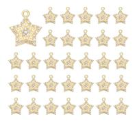 COGCHARGER Lot de 50 pendentifs en forme d'étoile du Nord - En alliage et cristal doré - Pour bracelets, colliers, fabrication de bijoux