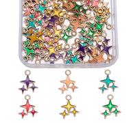 COGCHARGER Lot de 60 breloques en forme d'étoile 6 couleurs pour bracelets - Breloques mignonnes en forme d'étoile du Nord - Alliage émaillé - Pour bracelet, collier, boucles d'oreilles, porte-clés