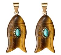 COGCHARGER Pendentif en pierre de poisson pour bracelets en cristal naturel de plage de mer pour boucles d'oreilles colliers, Klein, Œil de tigre, Pas de pierre précieuse