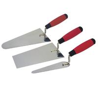 COGEX 48313 - Lot 3 Truelles Inox Maçonnerie - Truelle Enduit Plâtre Mortier Ciment Rebouchage - Manche Bi-Matière Ergonomique - Kit Outils Maçon Bricolage Rénovation Intérieure