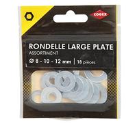 COGEX 85220 Rondelle large plate, Gris, Ø 8-10-12 mm, Set de 18 Pièces