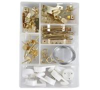 COGEX 85274 Crochet Tableau Assortiment, Blanc/Gris/Doré, Set de 60 Pièces