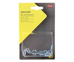 COGEX 85300 Crochet contrevent, Doré, 4 x 75 mm, Set de 2 Pièces