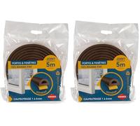 Cogex - Boudins de portes et isolation, Bande de joint portes, fenêtres, Joint isolant en caoutchouc autocollant brun, Calfeutrage adhésif caoutchouc, Profil : D/9mm x 5m (ép : 6mm) (2 x 2,5m) Marron