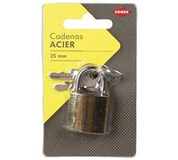 COGEX - Cadenas acier - 25 mm - Avec 2 clés en acier - Couleur: doré - Finition dorée - Diamètre: 3.9mm - Produit idéal pour les casiers, coffres, garage, caisse à outils, les valises, les bagages,etc