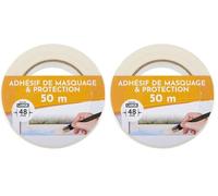 COGEX - Ruban adhésif de masquage et de protection - Dimensions: 50m x 48mm - Bande large - Idéal pour vos travaux de peinture - Résultat net (Lot de 2)