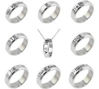 COGOALL Lot de 8 bagues Kpop Bangtan Boys avec collier pour cadeau de l'armée, Acier inoxydable
