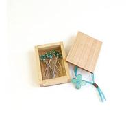 Cohana Glass Head pins Wooden Box 0.50x35mm Green - 1x30pcs