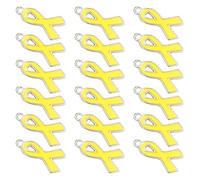 COHEALI 100 Breloques Pendentifs en Alliage Forme Cœur Ruban Jaune Léger Surface Lisse Accessoires Bijoux pour Vêtements Présent Exprimer L'amour