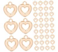 COHEALI 100 pièces Pendentifs Cœurs Alliage Creux Breloques Bijoux Légères pour Bracelets et Colliers DIY Accessoires Pendentifs pour Création Féminine