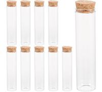 COHEALI 10pièces Tubes Verre Haute Teneur Bore Bouchons Liège Bouteilles Réactifs Étanches pour Stockage Épices Huiles Essentielles Thé Granulés avec Couvercles Verre Résistant
