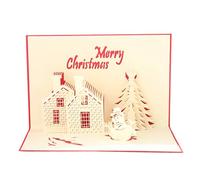 COHEALI 2 Pièces Cartes de Vœux de Noël 3d en Papier Rouge, Créatives